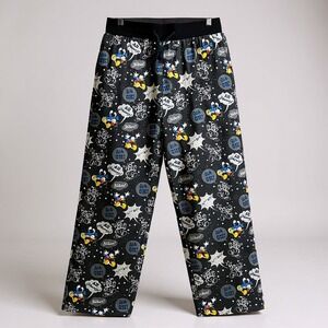 Disney Donald Duck Pajama Pants Mens Medium Black Loungewear Sleepwear Cozy